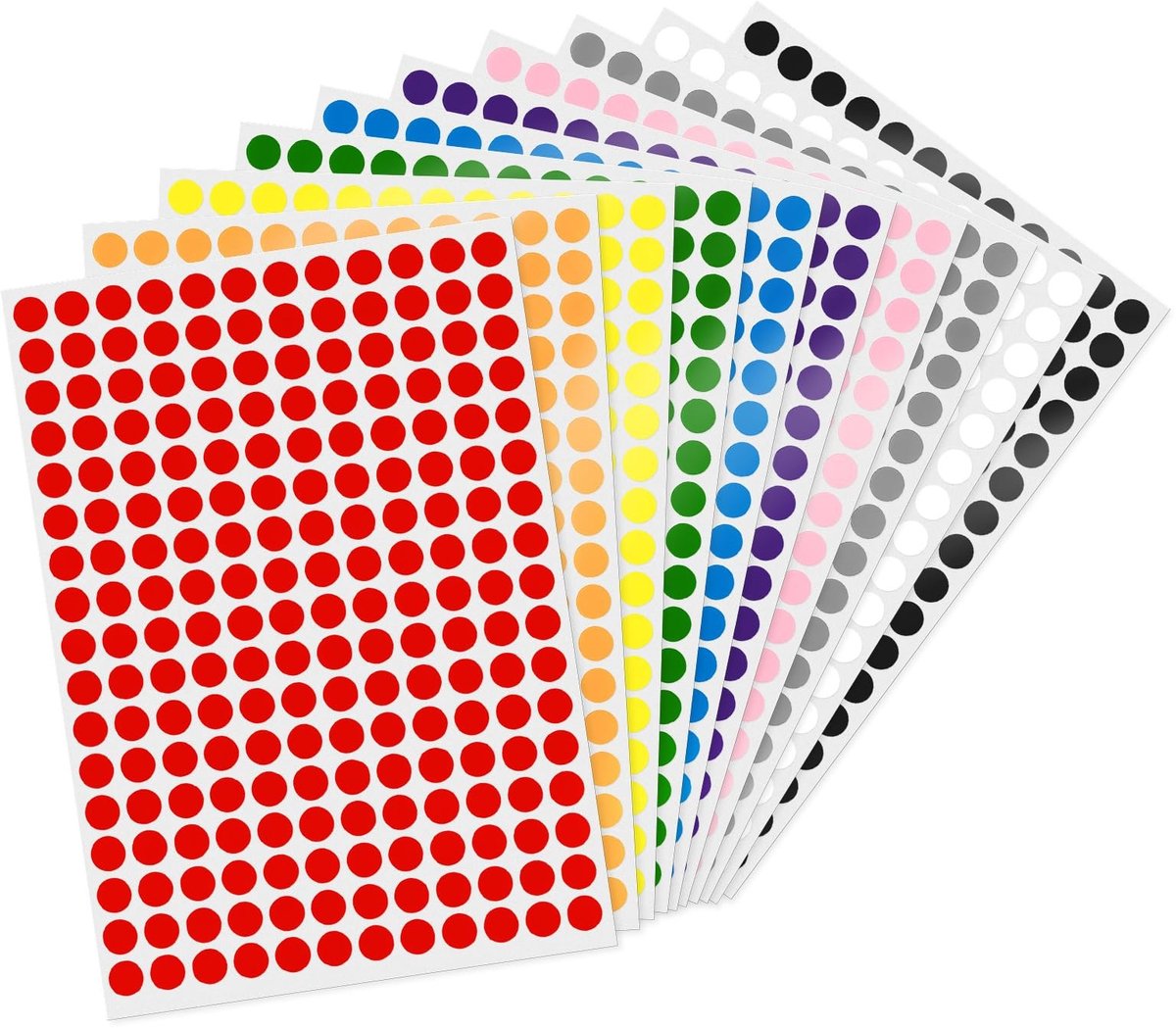 SolidKeus - 2040 Kleurrijke Zelfklevende Stickers Rond 10 mm