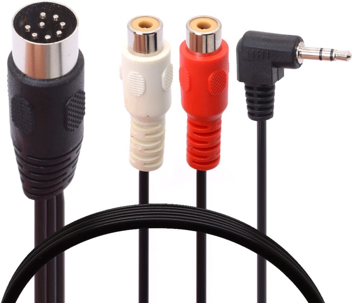 SolidKeus - 8 Pin DIN naar RCA Audio Kabel 1.8m met 90 Graden Hoek