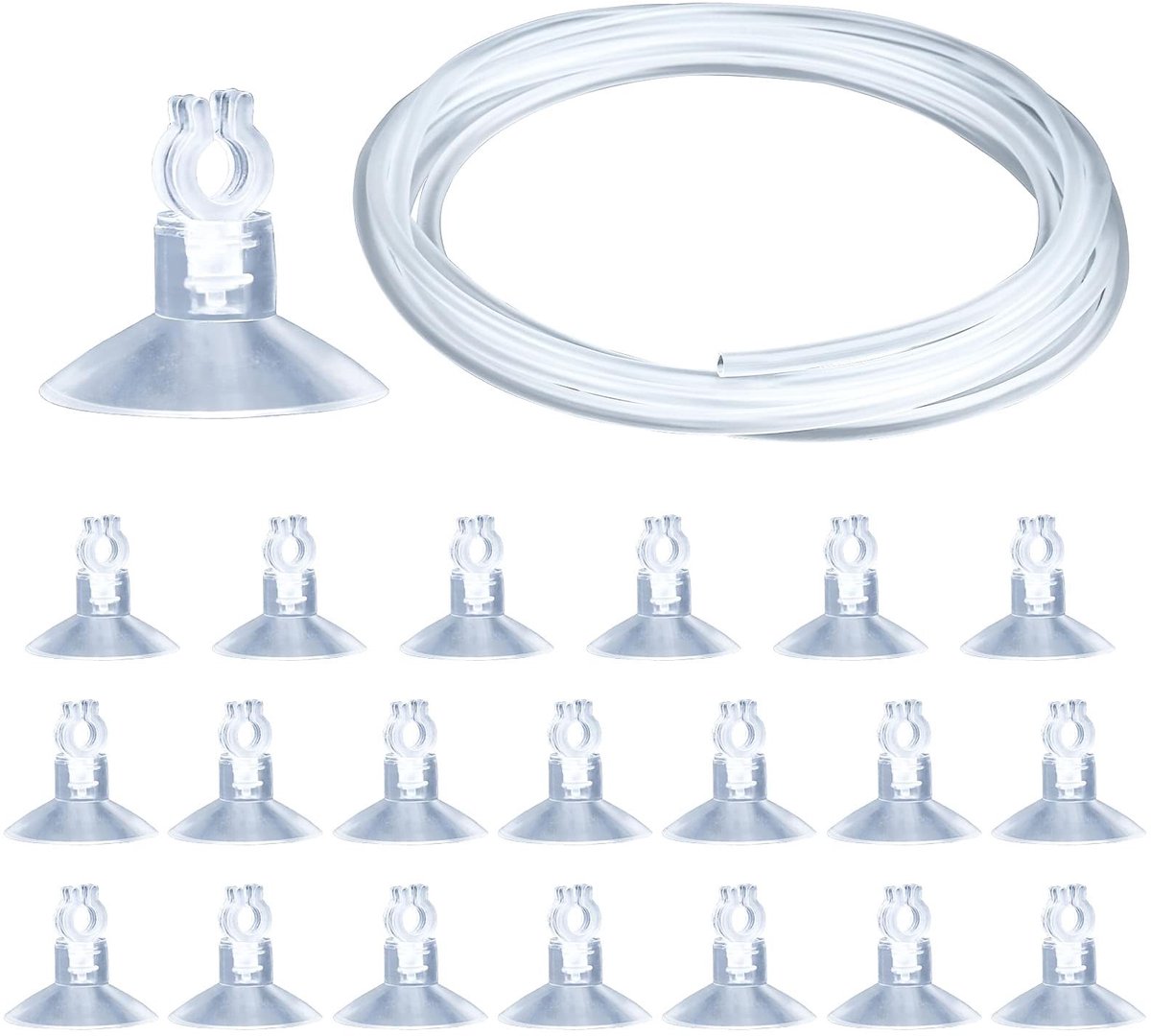 SolidKeus - Set van 20 Suction Cups voor Aquarium met 4m Luchtslang