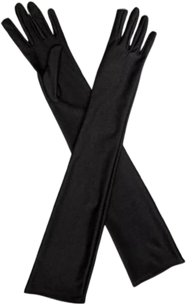 SolidKeus - Lange Zwarte Spandex Handschoenen voor Dames