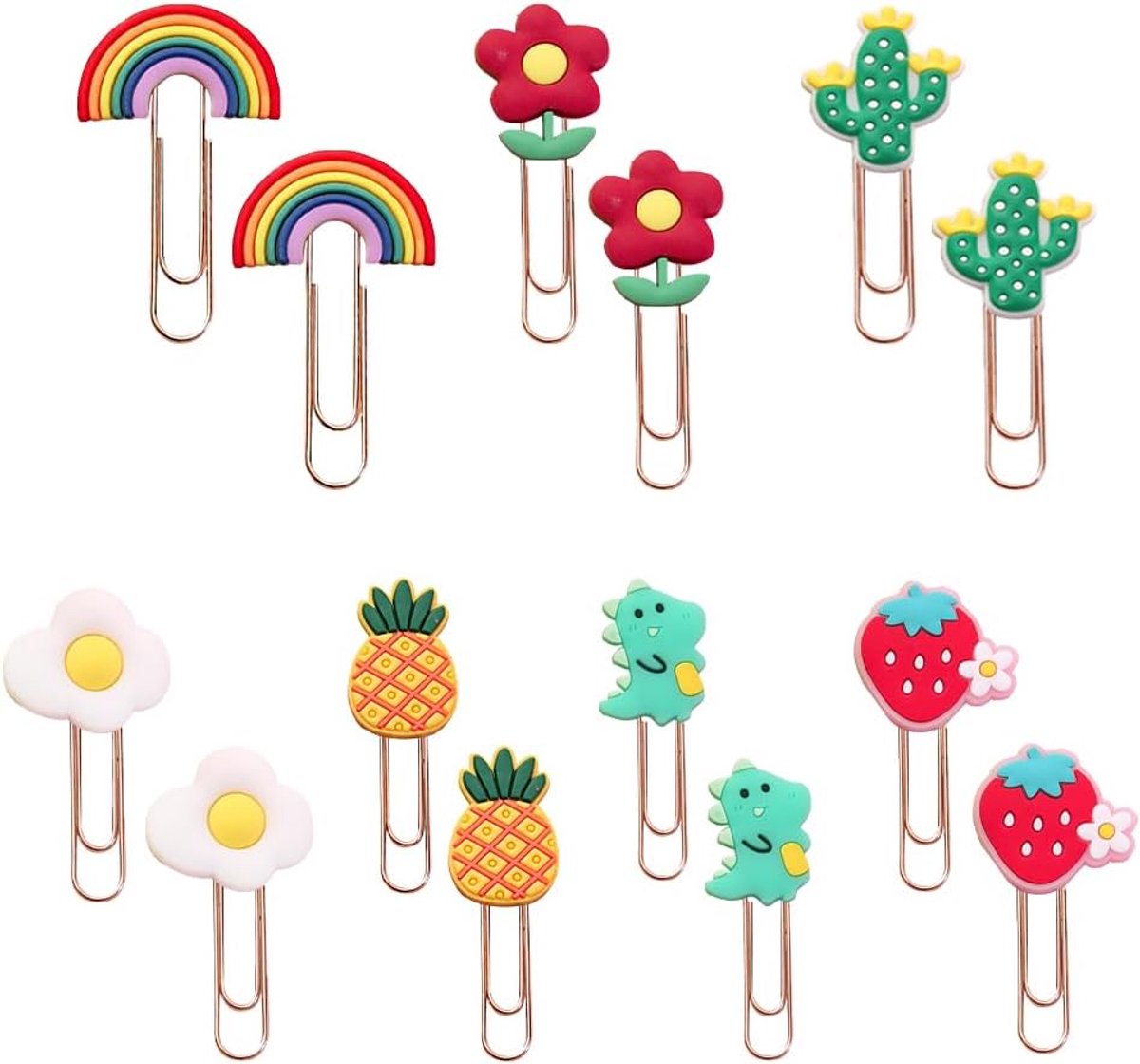 14 stuks cartoon paperclips - boekbestandspagina marker clips metalen accessoires briefpapier voor student - leraar - lezen - kantoor - school thuis - einde van termijn geschenken - decoratieve