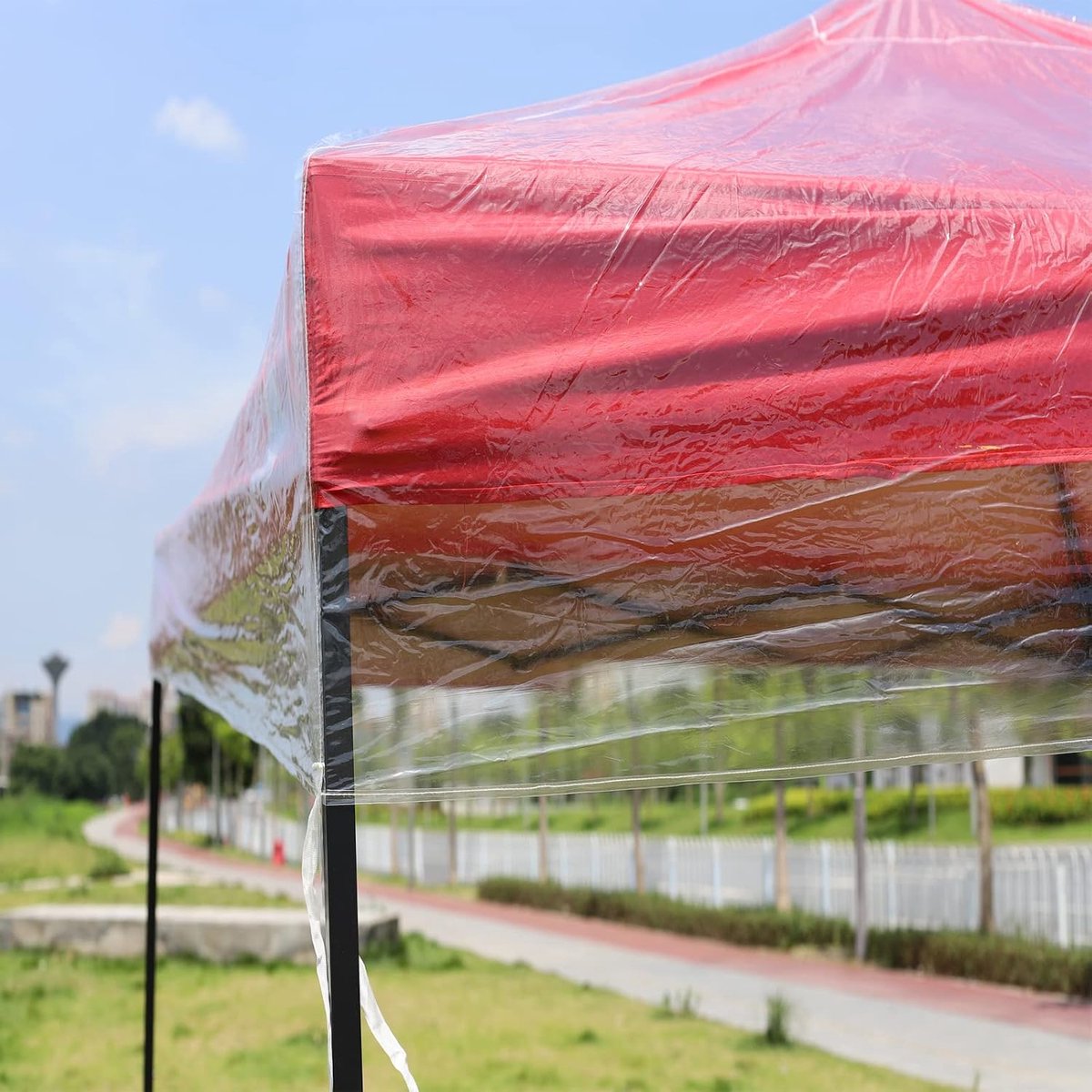 PPLONG-GE Paviljoen 3x3 waterdicht stabiel winterbestendig - dubbel dak transparant vervangend dak beschermkap - paviljoen met vast dak - voor buiten - tuintent - partytent - regenbescherming - reservehoes