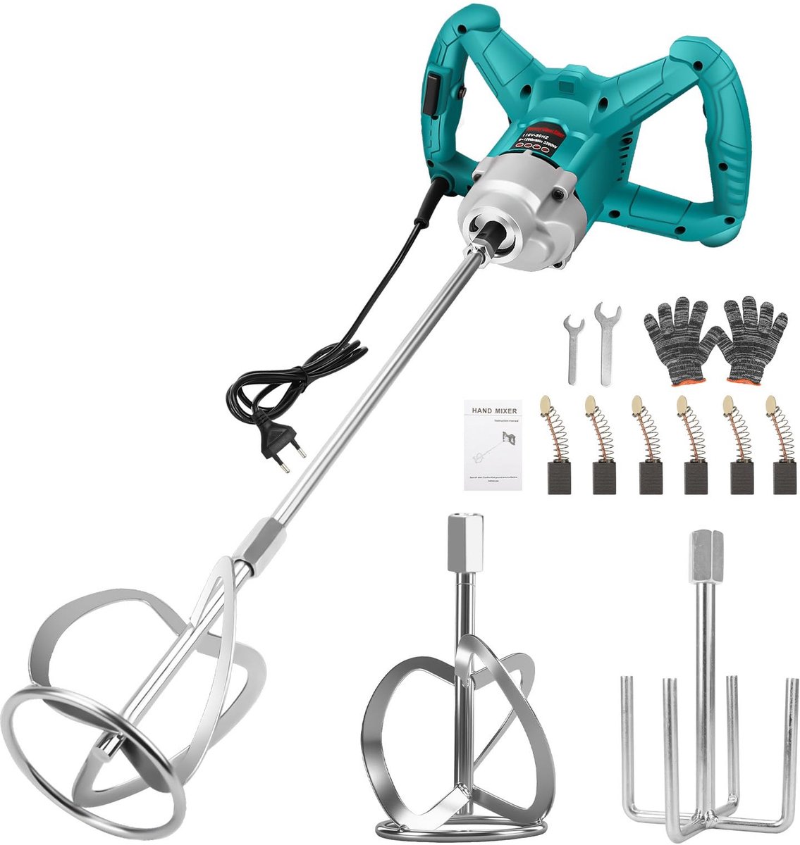 SolidKeus - 3200W Mortelmixer met 2 Roerhaken