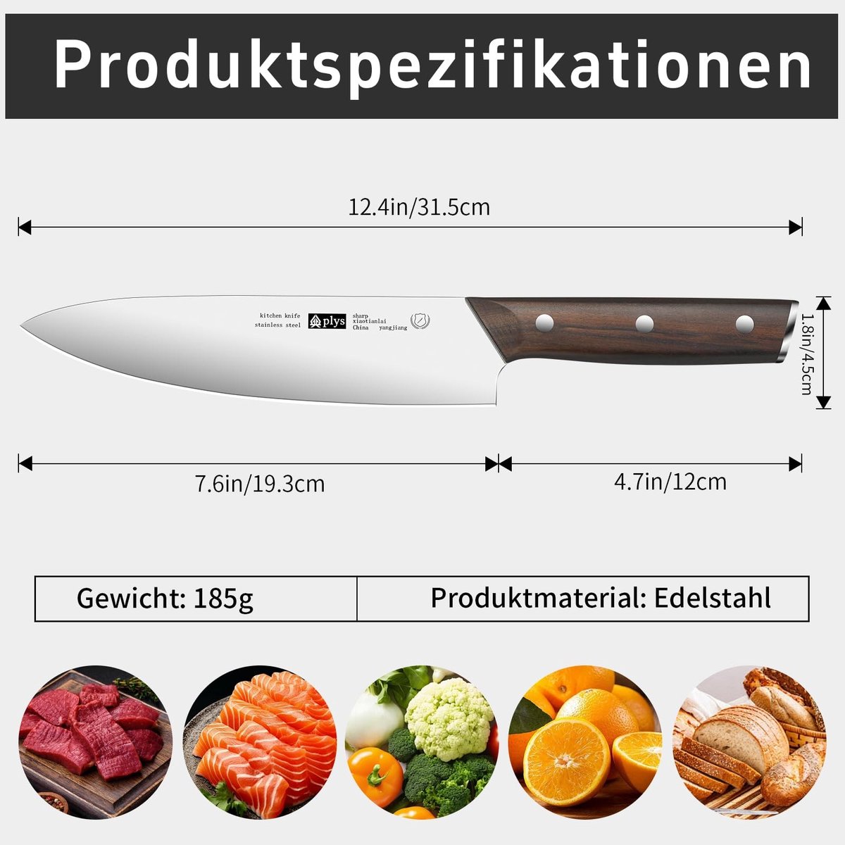 SolidKeus - Japanse Nakiri Mes van Roestvrij Staal voor Groenten 16.5 cm