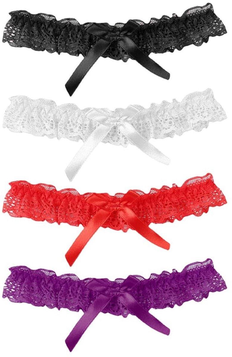 SolidKeus - 4-Delige Bruiloft Garter Set voor de Bruid met Handgemaakte Strik