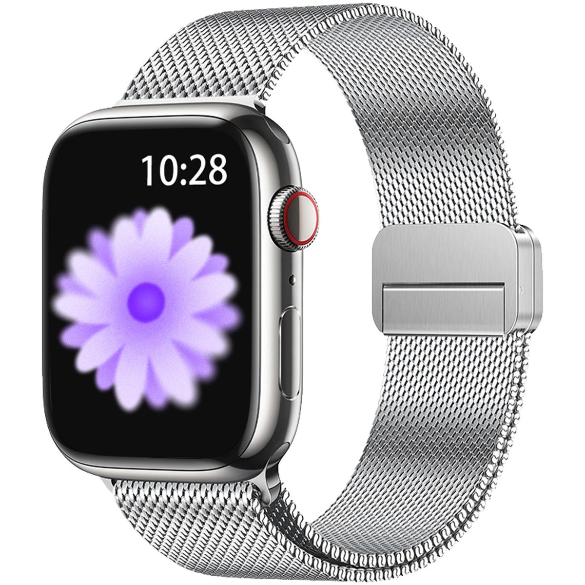SolidKeus - RVS Mesh Armband voor Apple Watch, Verstelbare Magnetische Sluiting