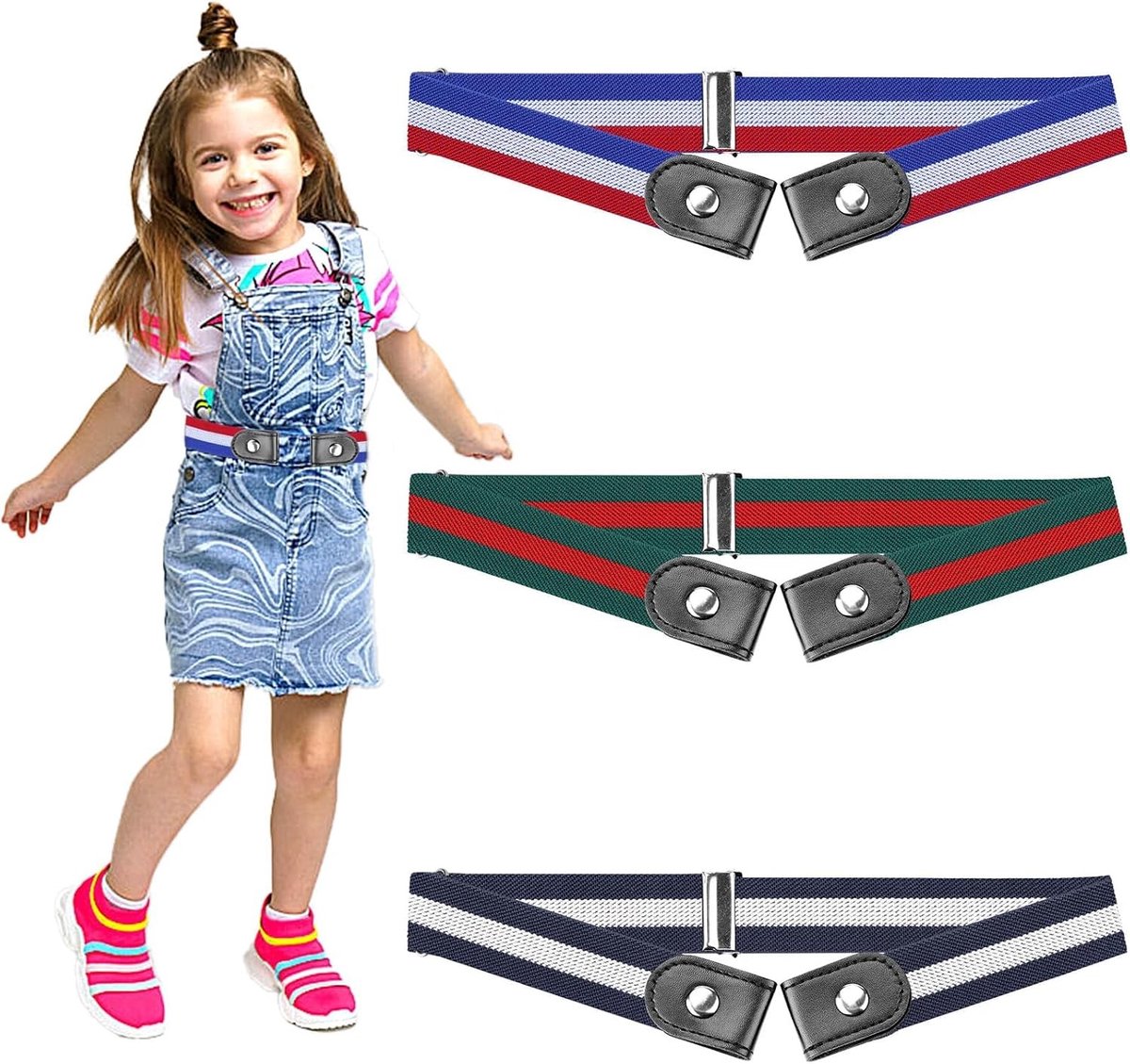 Verstelbare Elastische Riemen zonder Gesp - Comfortabele en Onzichtbare Stretch Riem voor Kinderen, Ideaal voor School en Speelplezier