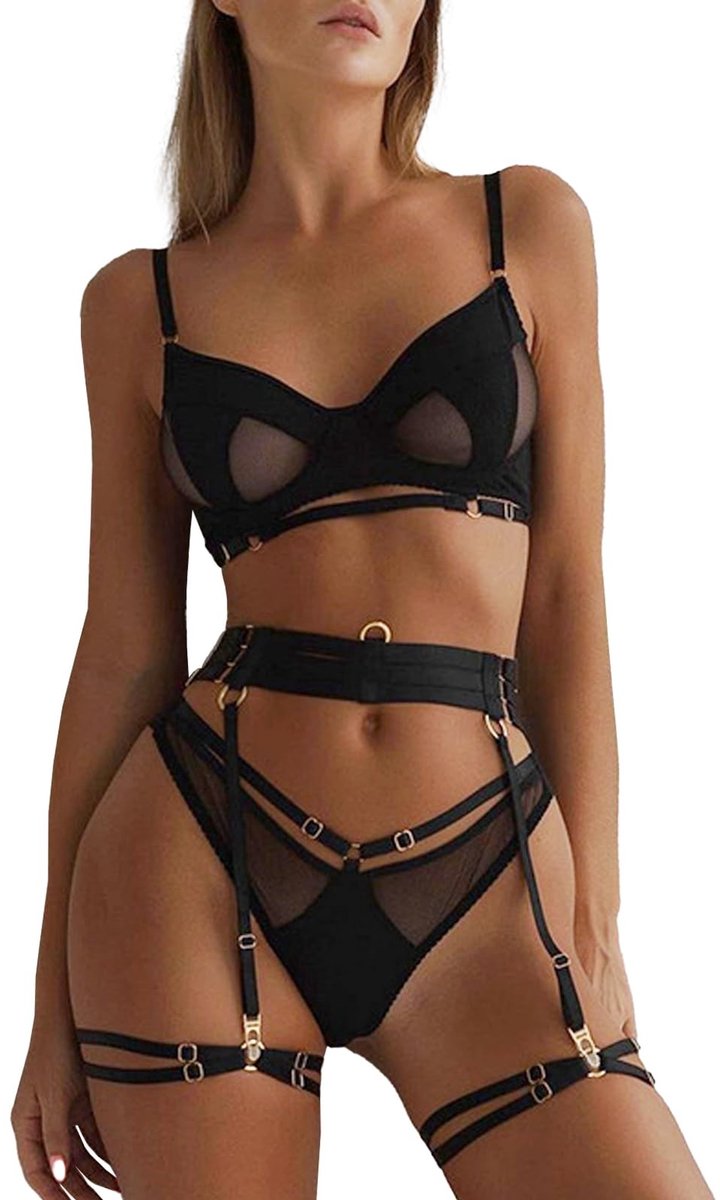 SolidKeus - Sexy Lingerie Set voor Dames, 6-delig met Verstelbare Beugel