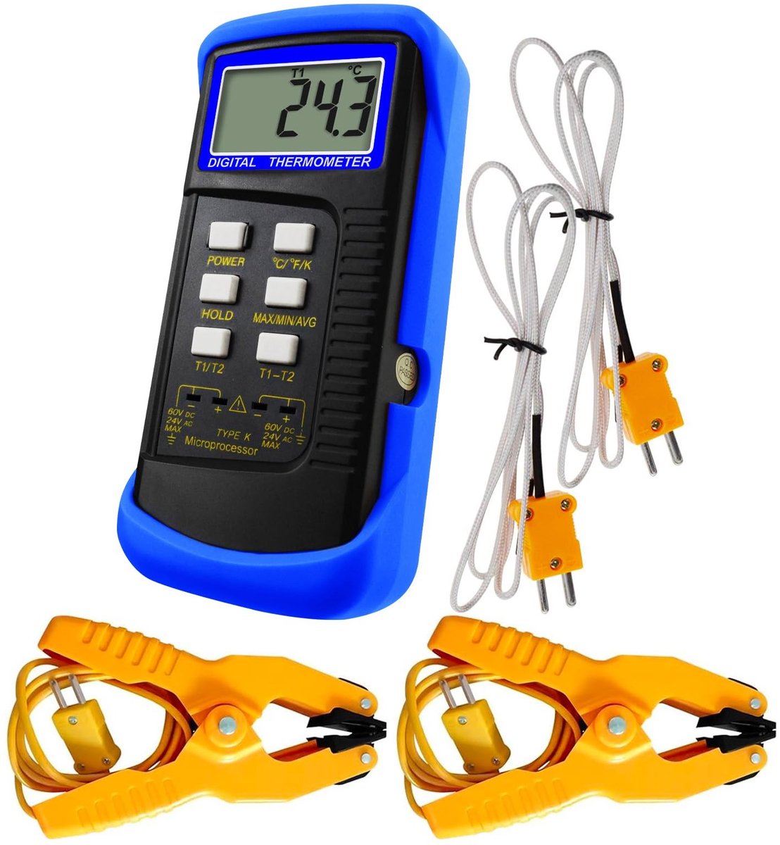SolidKeus - Digitale K-type Thermometer met Dubbele Kanaal Thermocouples