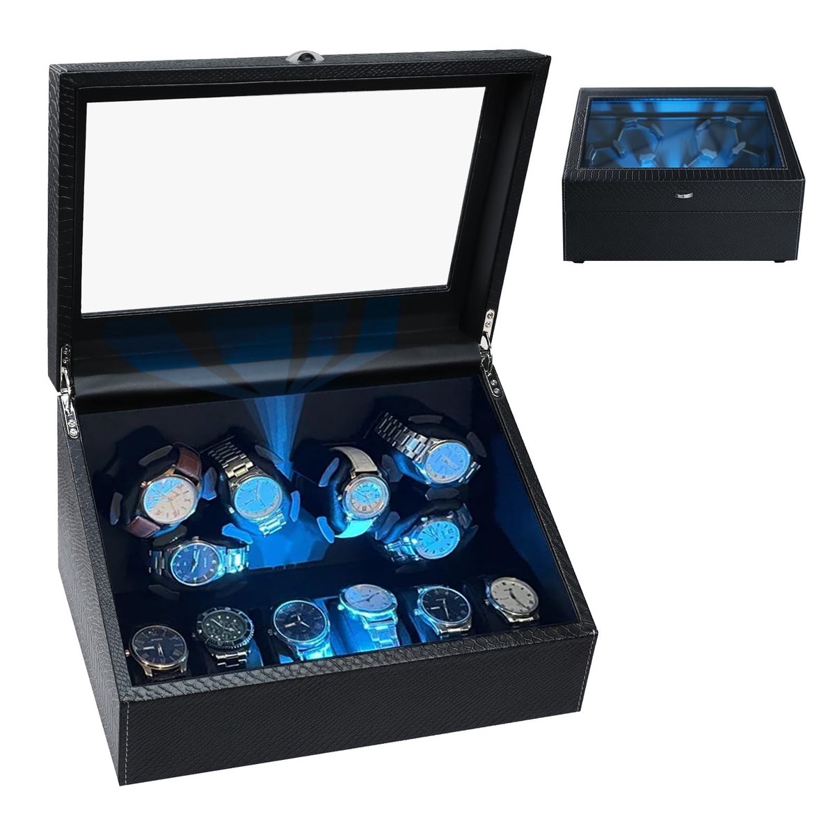 SolidKeus - Horloge Winder voor 6 Automatische Horloges met LED Verlichting
