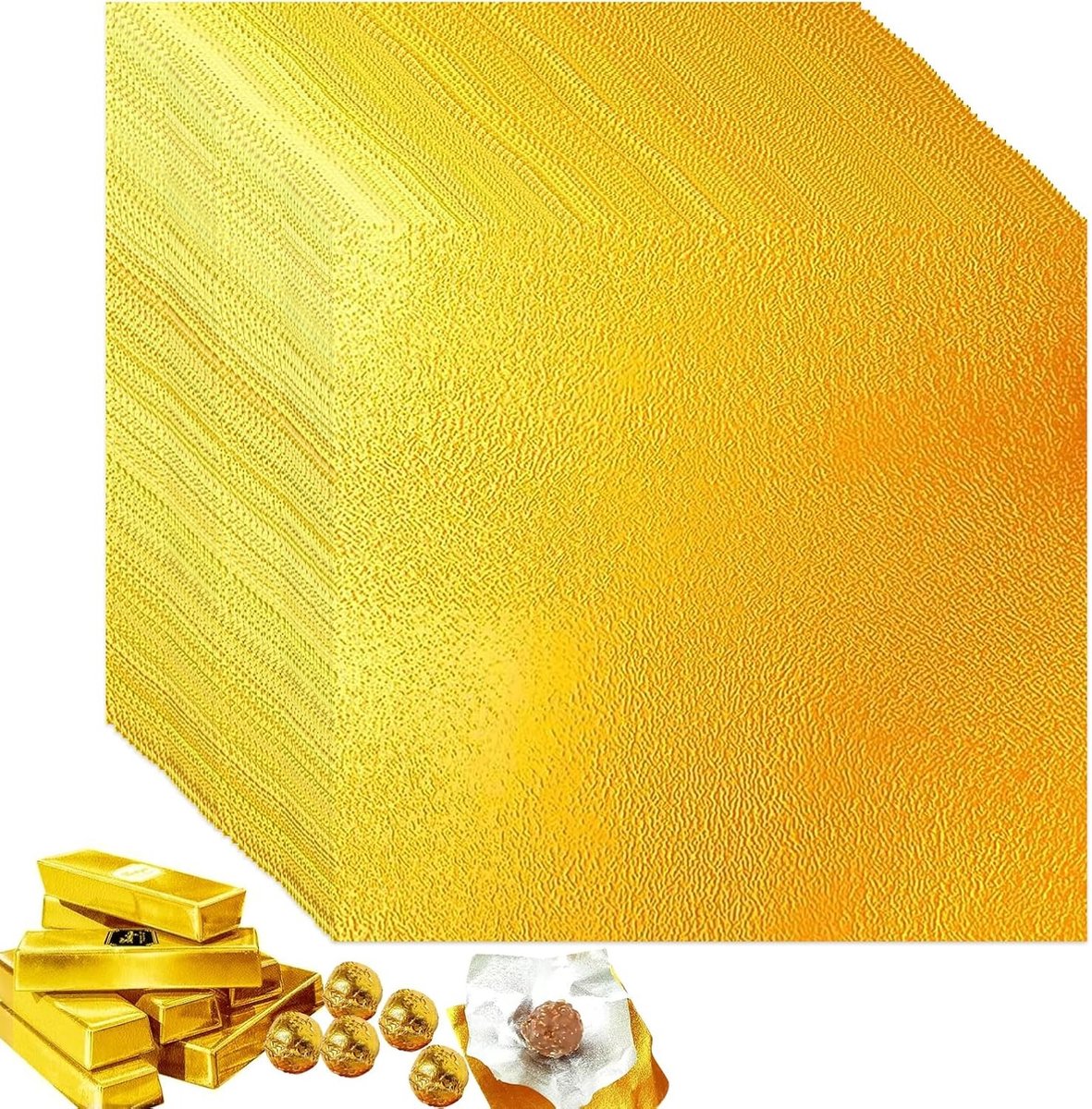 Gouden Folie Snoepwikkels voor Chocolade - 100 Stuks - Ideaal voor Feestdagen, Bruiloften en Verjaardagen met Dikke Papier Achterkant