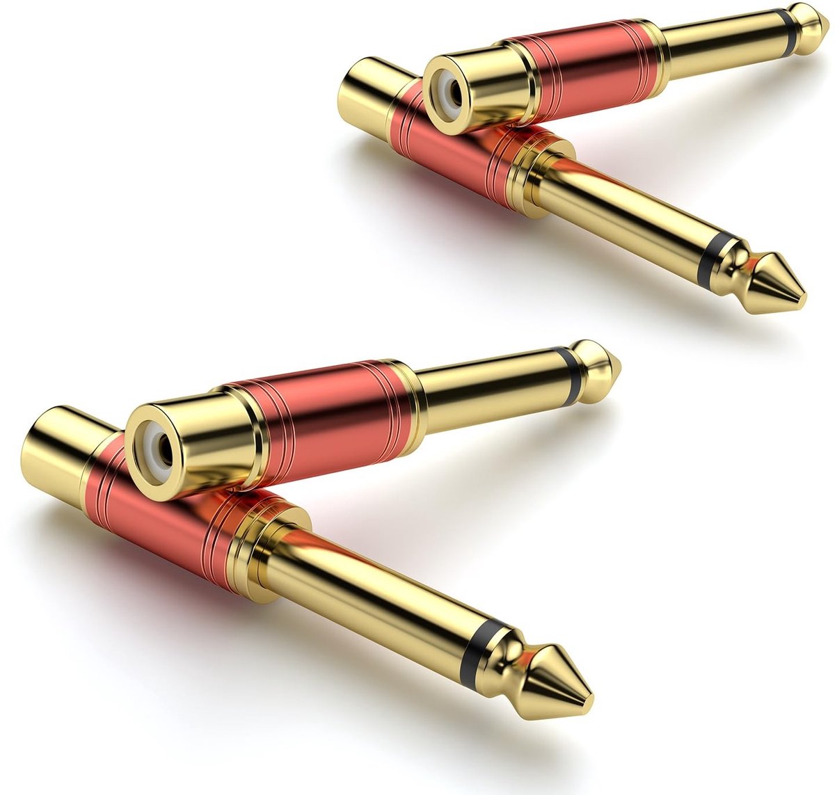 SolidKeus - 4 Stuks RCA naar 6.35mm Jack Adapter