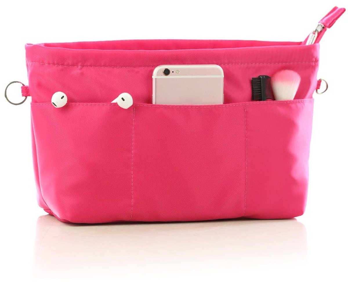 Opbergtas - Tasorganizer Waterdicht Nylon - Bag-in-Bag met Sleutelhanger - Meerdere Compartimenten en Binnenvakken - Inzetstuk voor Handtassen - Perfect voor Tassen Opruimen en Dagelijks Gebruik - Maat S