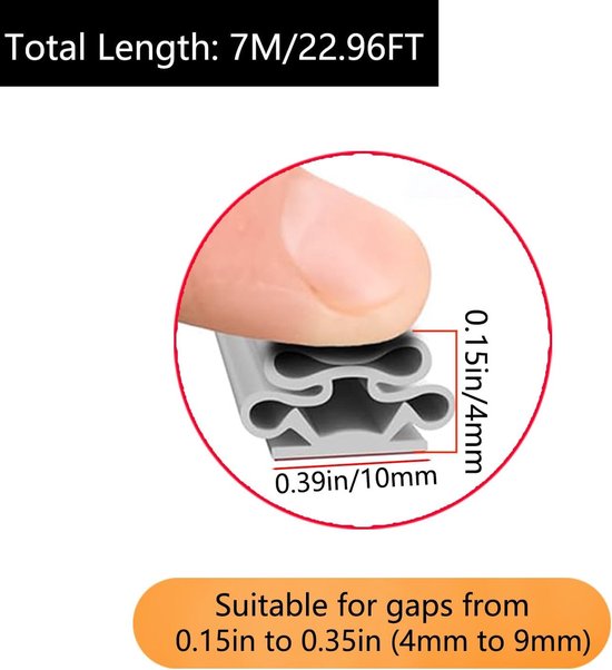 Zelfklevende Raamafdichting 10 mm x 10 mm x 7 m - Isolatie tegen Hitte en Stof, Geluidsdemping en Energiebesparing — afbeelding 5