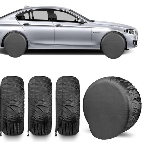 4 Stuks Zwarte Universele Bandhoezen Waterdicht voor Auto, Camper en Trailer — afbeelding 4