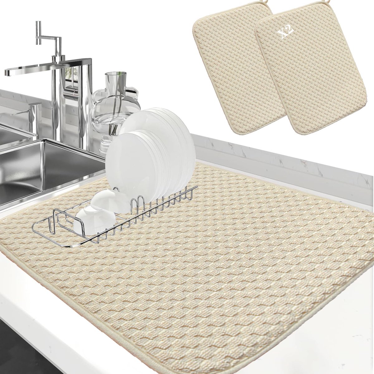 SolidKeus - Set van 2 Absorberende Afwasmatten voor de Keuken