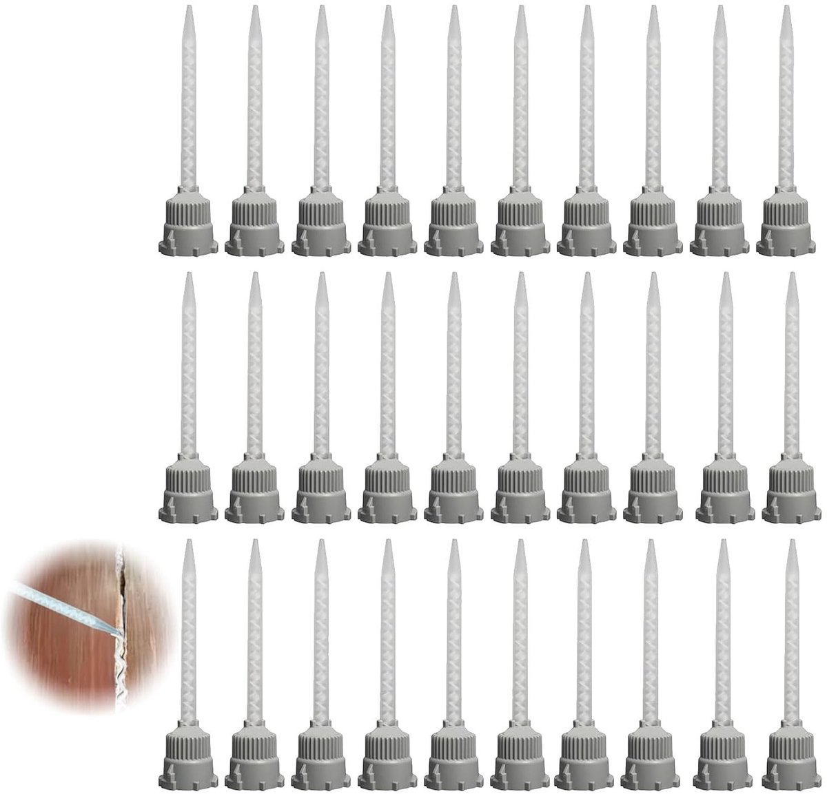 30 Stuks Statistische Mixers, 1:1 Mengpotten, Mengbuizen en Spuiten voor 2K Lijm en Kunststof Toepassingen