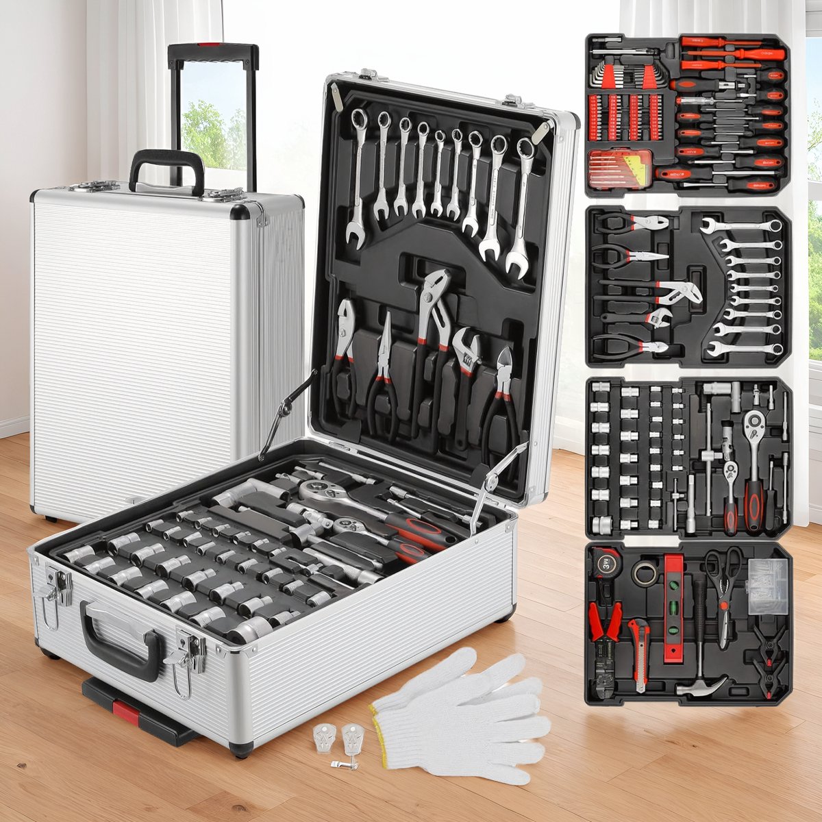 LIFERUN 799-Delige Gereedschapset voor Monteurs met Aluminium Trolley voor Garage- en Huisreparaties
