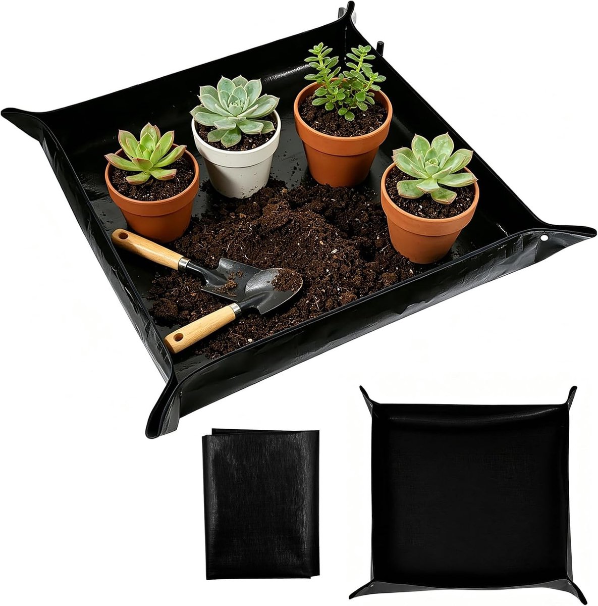 Waterdichte plantenmat 100 x 100 cm voor binnen en buiten, ideaal voor verpotten, snoeien en bodemwisseling, opvouwbaar en veelzijdig in gebruik