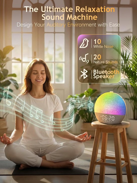 Wekker met Licht - Wake up Light - Rustig Wakker Worden - Zonsopgang Simulatie - 17.9 x 15.8 cm - Geel — afbeelding 5