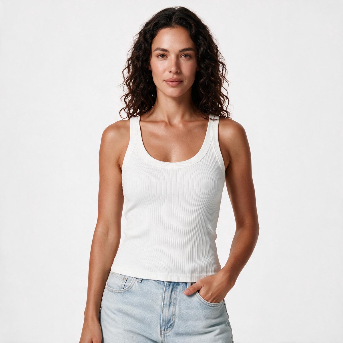 Imily Bela Dames Geribde Tanktop met Ronde Hals