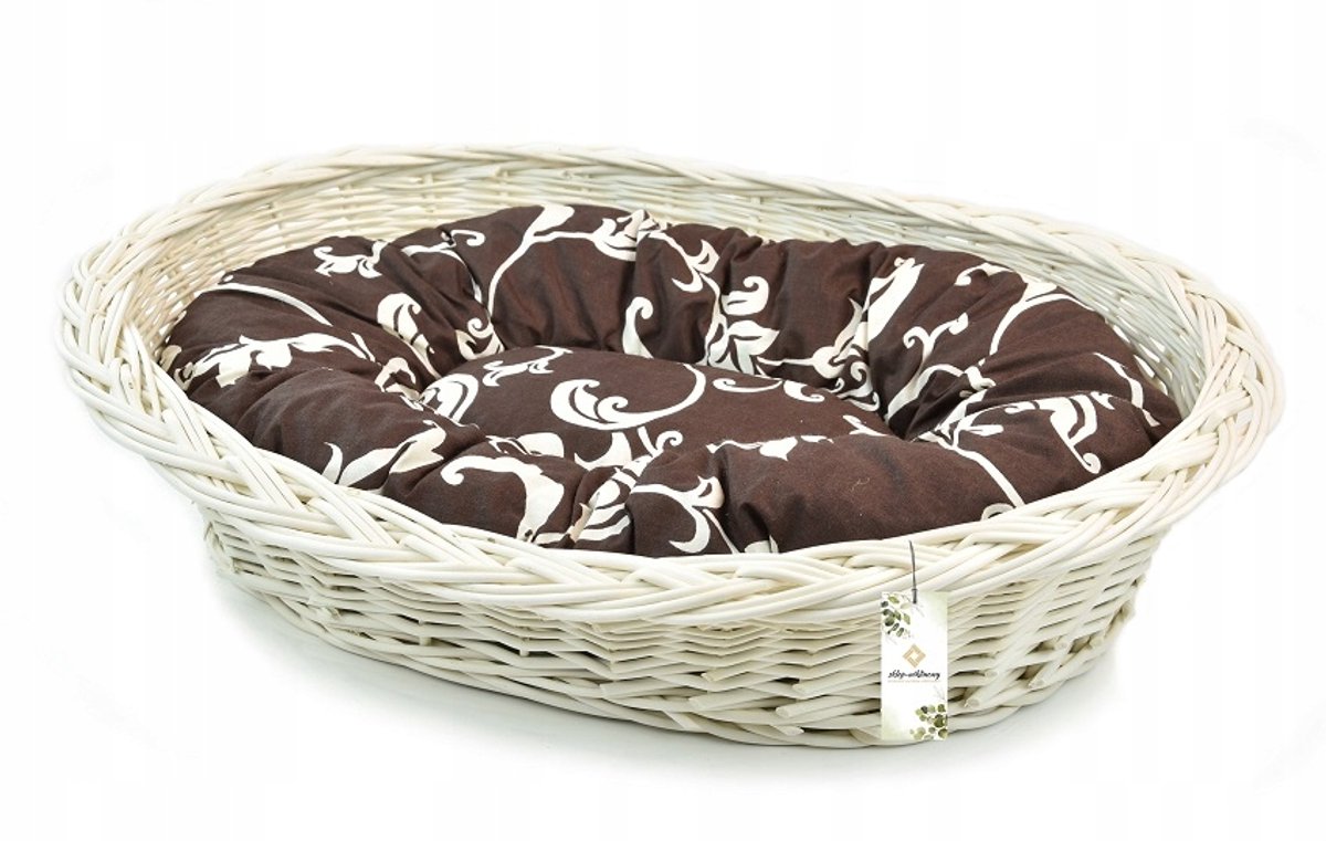 Ecru rieten hondenkussen met kussen, 75 cm