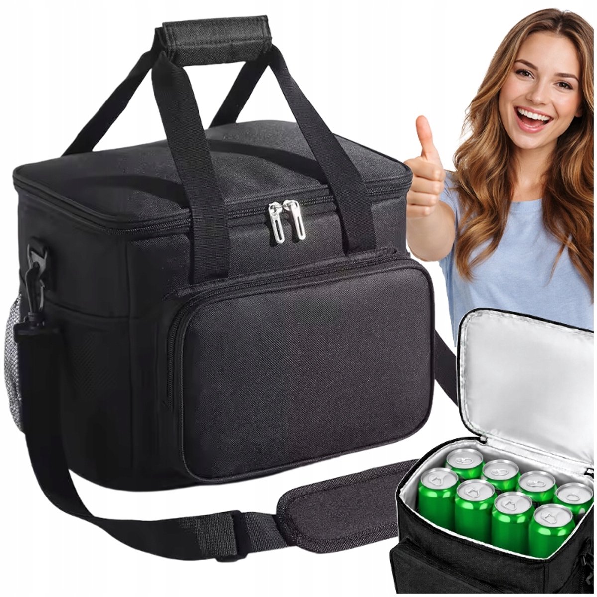 Isolerende Lunchtas 9L - Zwart, Ideaal voor Werk, Picknick & Reizen