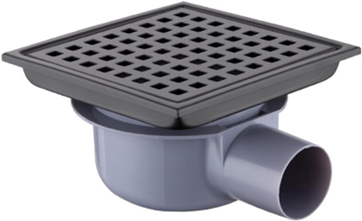 Vierkant, roestvrij staal, 15 x 15 cm, vloerafvoer, douche, haarfilter, 2-in-1 betegelbare afvoergoot, doucheafvoer, 360 graden sifon, geurafsluiting, voor badkamers, kelder, binnen en