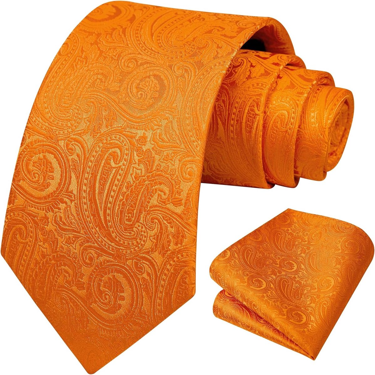 Herenstropdas paisley trouwstropdas met pochet Klassieke stropdas in effen kleur en pochet