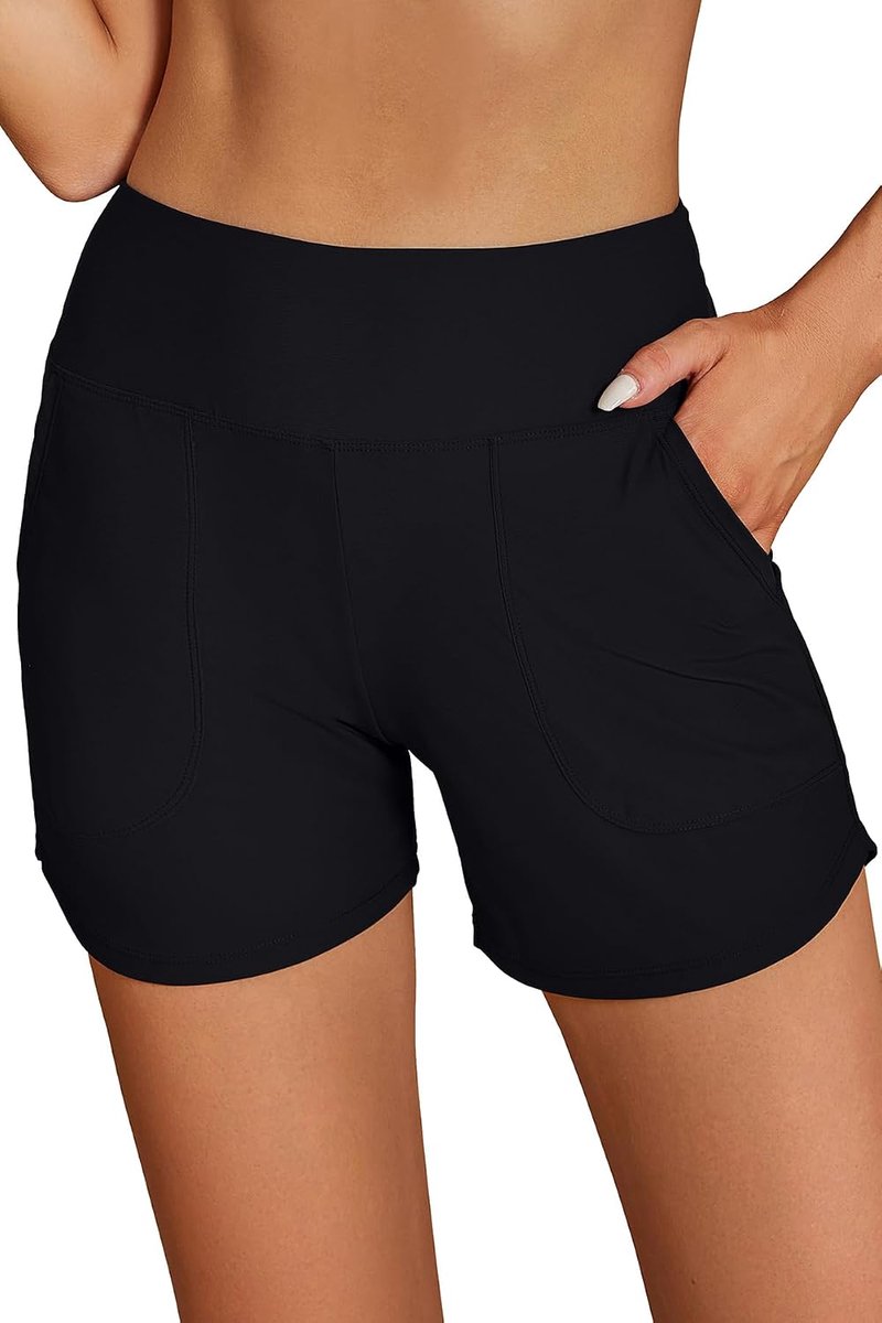 Shorts Dames, Hoge Taille, Zakken, Korte Zwembroek, Sneldrogend, Watersport, Boardshorts, Zwembroek Met Slip, XS, S, M, L, XL, Blauw