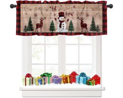 Gordijn Sneeuwpop Herten Kerstboom Decoratie voor Keuken Woonkamer B 137 × H 45 cm