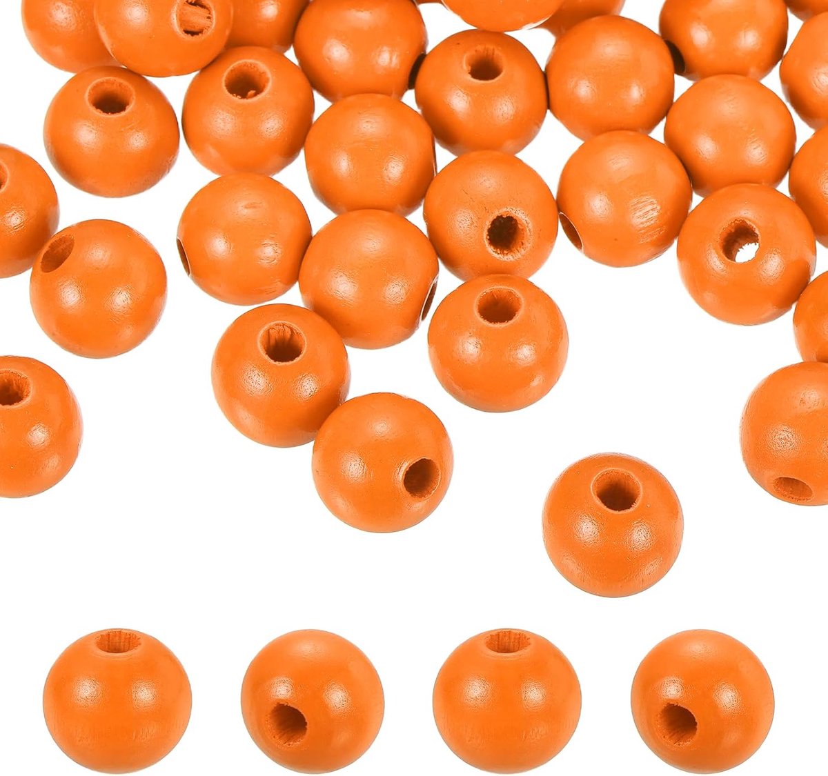 100 stuks 16 mm oranje natuurlijke houten kralen met 4 mm gat onafgewerkte ronde houten losse spacer ballen bulk voor doe-het-zelf ambachten slinger macramé boerderij decor sieraden maken