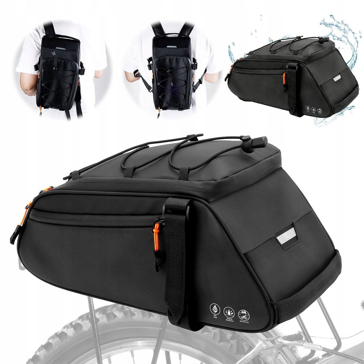 Merkloze Fietsbagagedrager Tas 10L Waterdicht met Reflectie