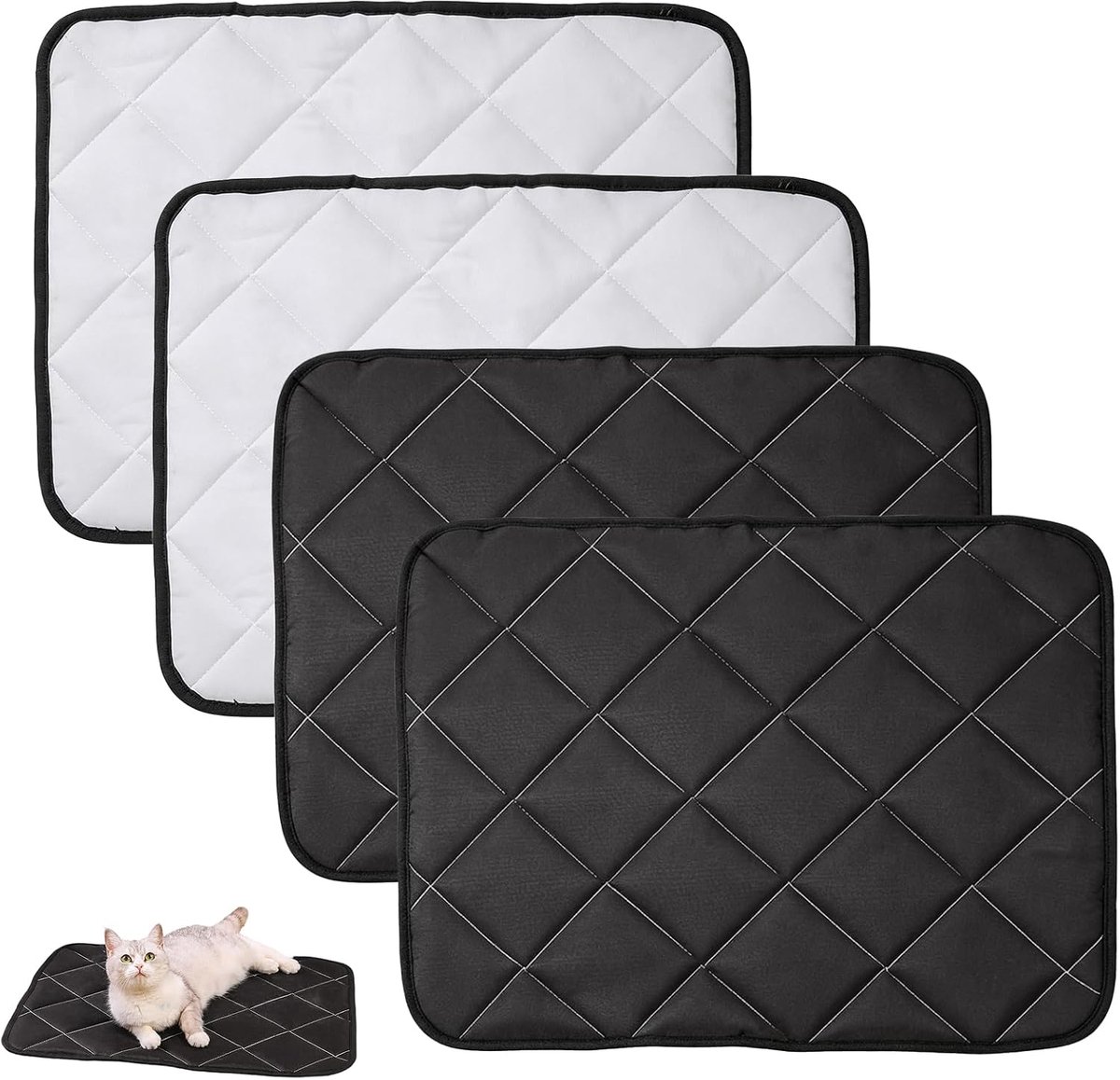 Pipipads voor cavia's, 4 stuks, 50 x 40 cm, absorberende PIPI mat, herbruikbare cavia-accessoires voor konijnen, hamsters, kleine dieren, kooi, bank, vloer