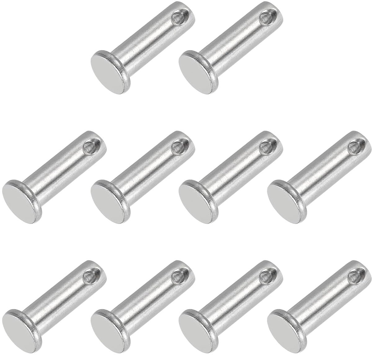 8 x 25 mm spelden met één gat, 10 stuks roestvrij staal 304 met platte kop voor steekslot voor scharniersystemen, zilver