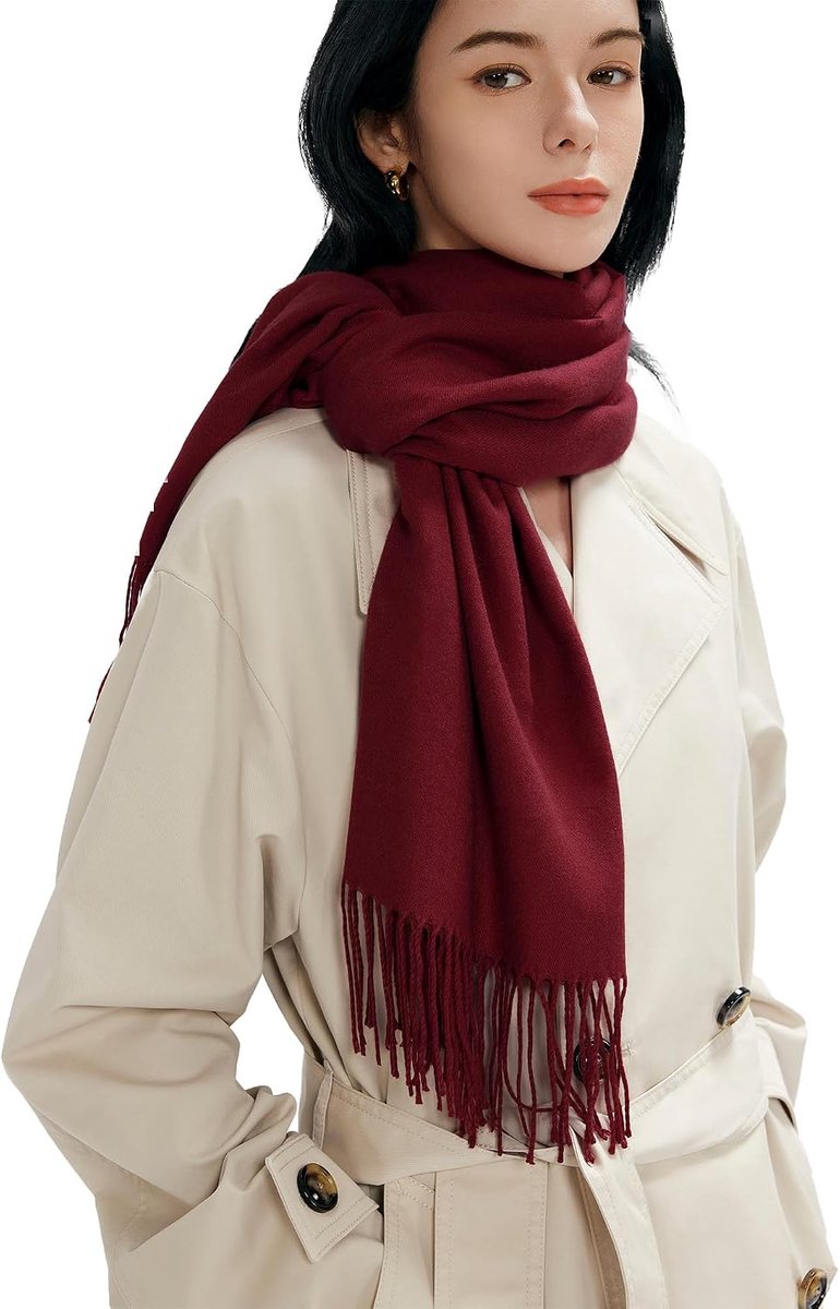 Sjaal Dames Lente met Katoen, 40+ Kleuren Effen & Geruite Pashmina xl Sjaals Stola