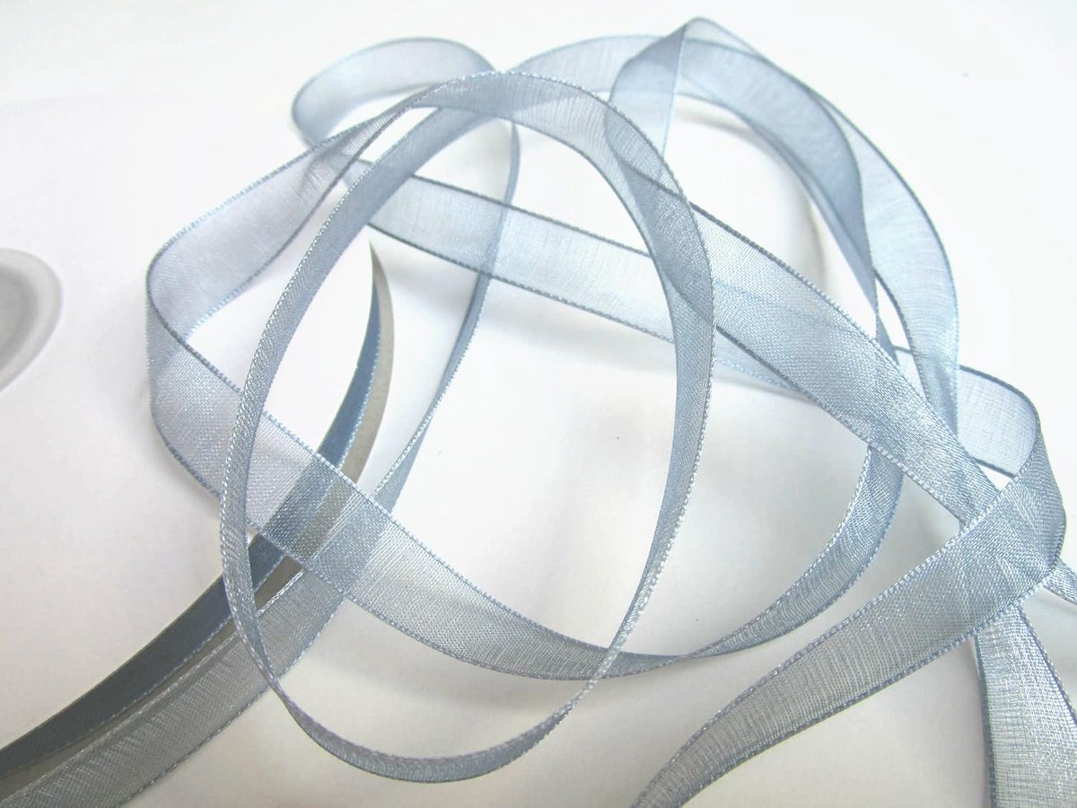 50 m organza lint 10 mm breedte: Zilver