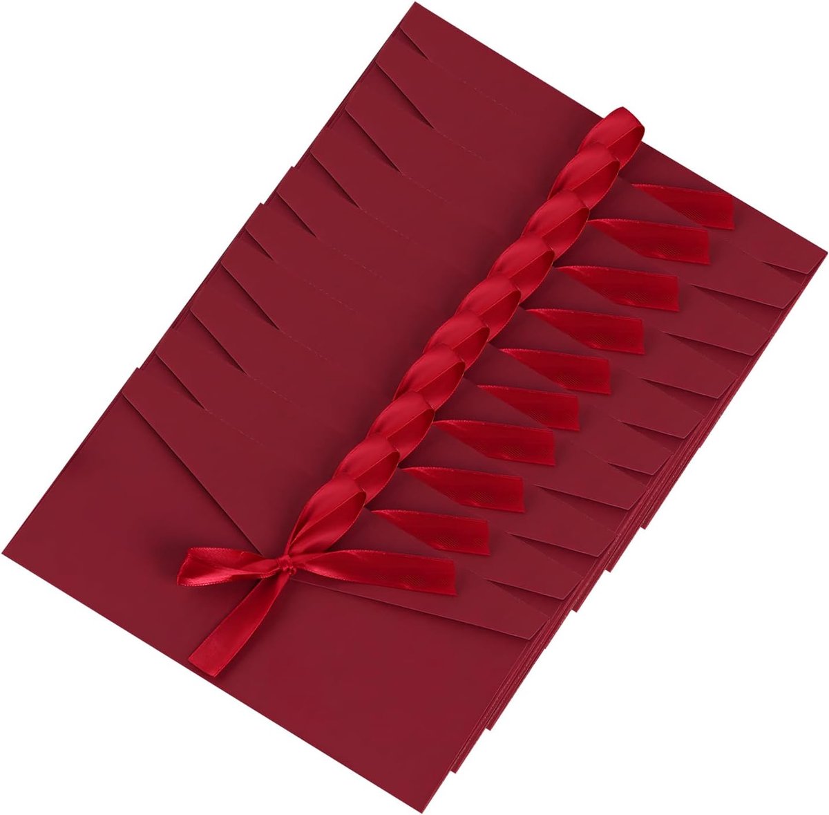 10 stuks, 20 x 11 cm, kraftpapier, enveloppen met strik, retro vintage enveloppen voor handgemaakte uitnodigingen, bruiloft- of festivalkaarten (rood)