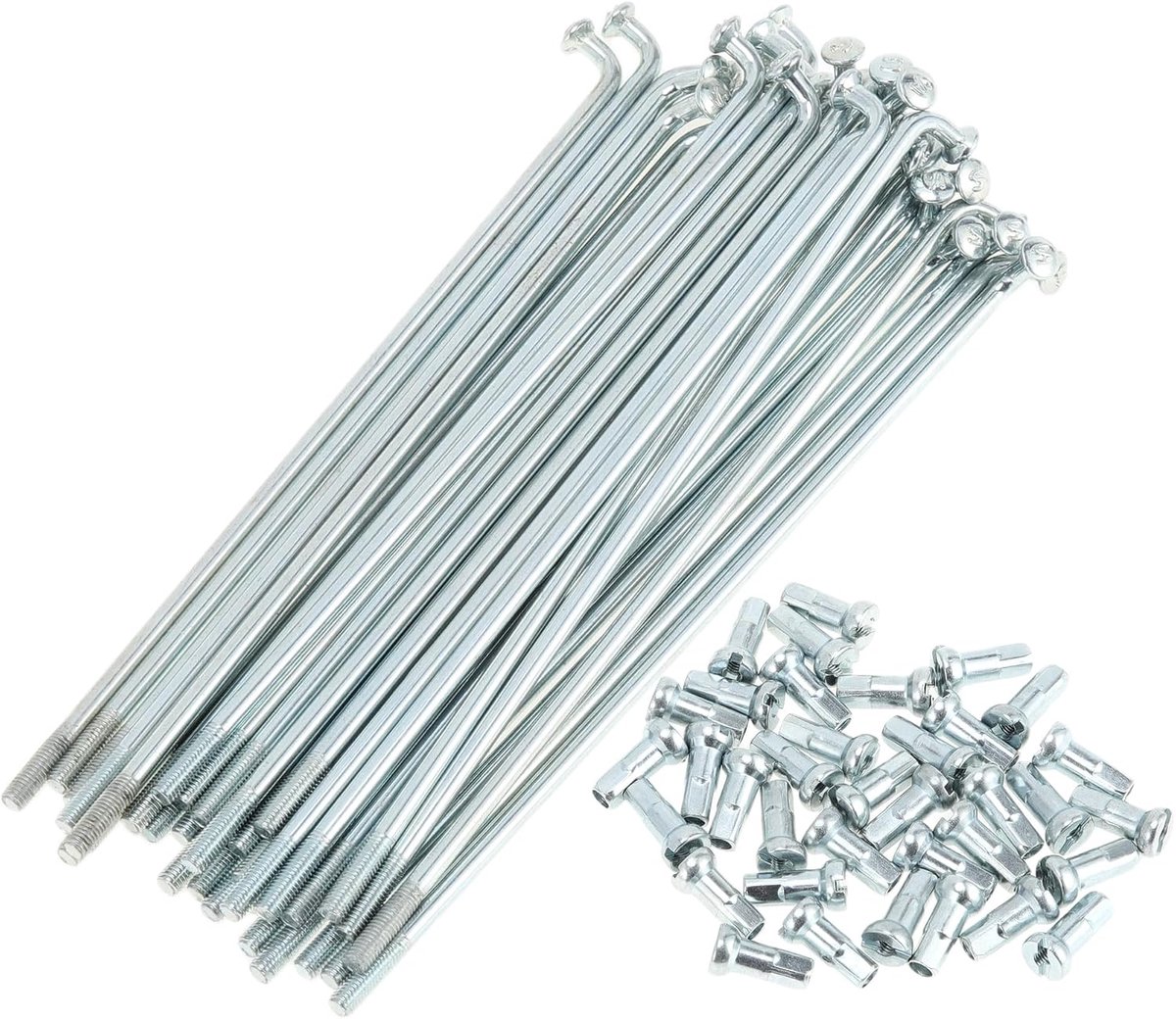 Spaken 12G 114mm Lengte Fiets Wiel Spaken Zilver Tone Carbon Staal Gegalvaniseerd
