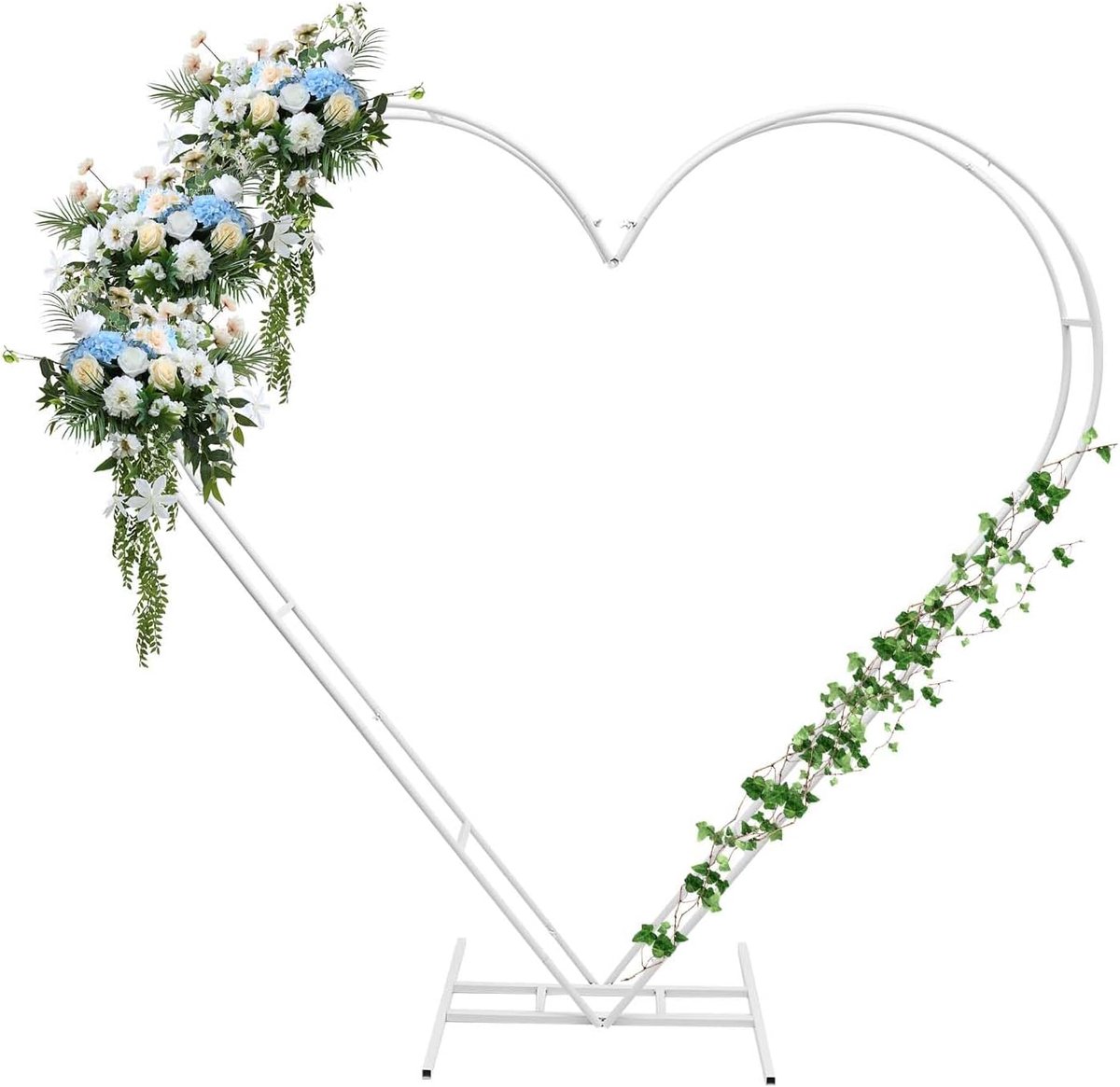 Bruiloftsboog, metalen achtergrond, hartvorm, doe-het-zelf bloemenballon voor ceremonie, decoratie, wit, 207,5 x 21 x 210 cm