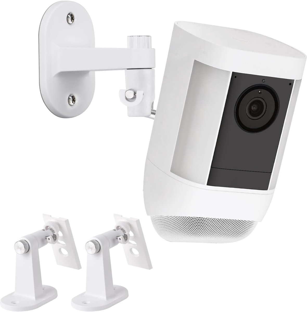 2 stuks beveiligingsmuurbeugel voor Ring Spotlight Cam Plus/Pro (batterij), 360° verstelbare montagebeugel voor binnen/buiten voor Ring bewakingscamerasysteem - wit
