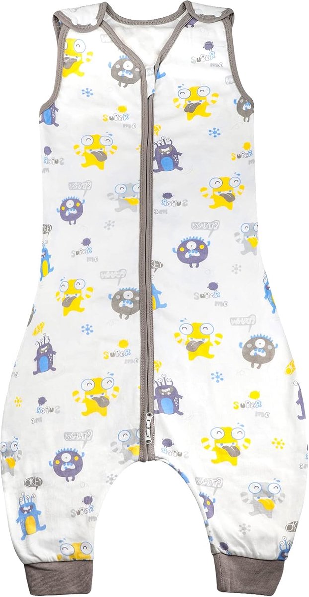 Babyslaapzak met voetjes, 100% katoenen zomerslaapzak met voetjes, 0,5 tog mouwloze babyslaapzak met poten, ademende, draagbare baby-inbakerdoekjes
