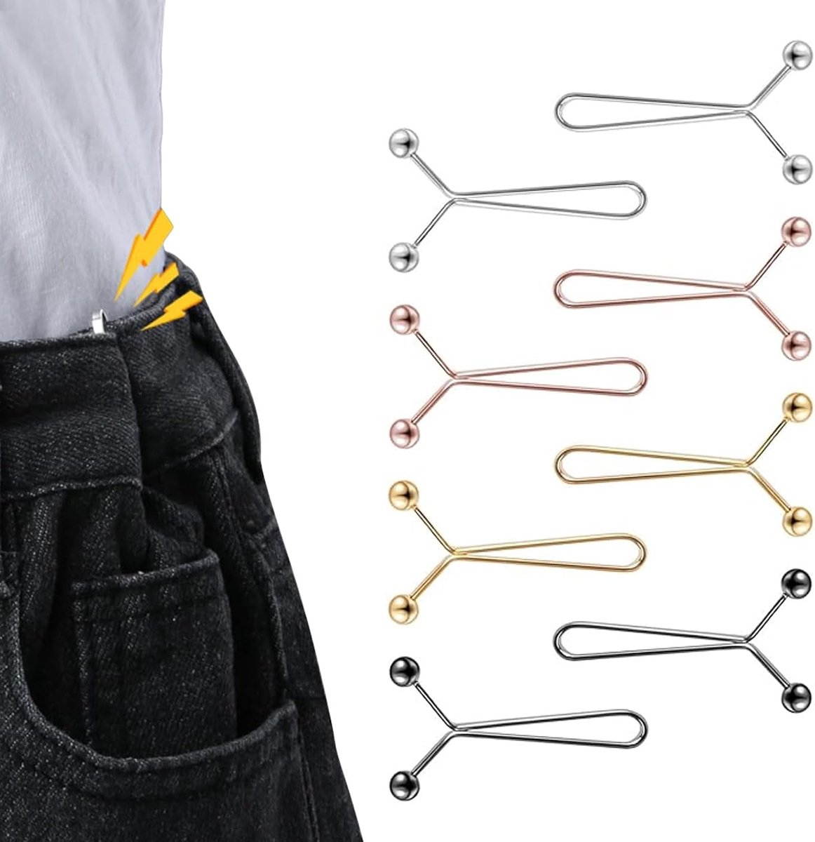 12/24 stuks taillespanners, broekband strakker maken, broektaillespanner, geen naaien, Jean knoopnaalden, knopen, voor jeans, geen naaien, Jean Rock T-shirts (24)