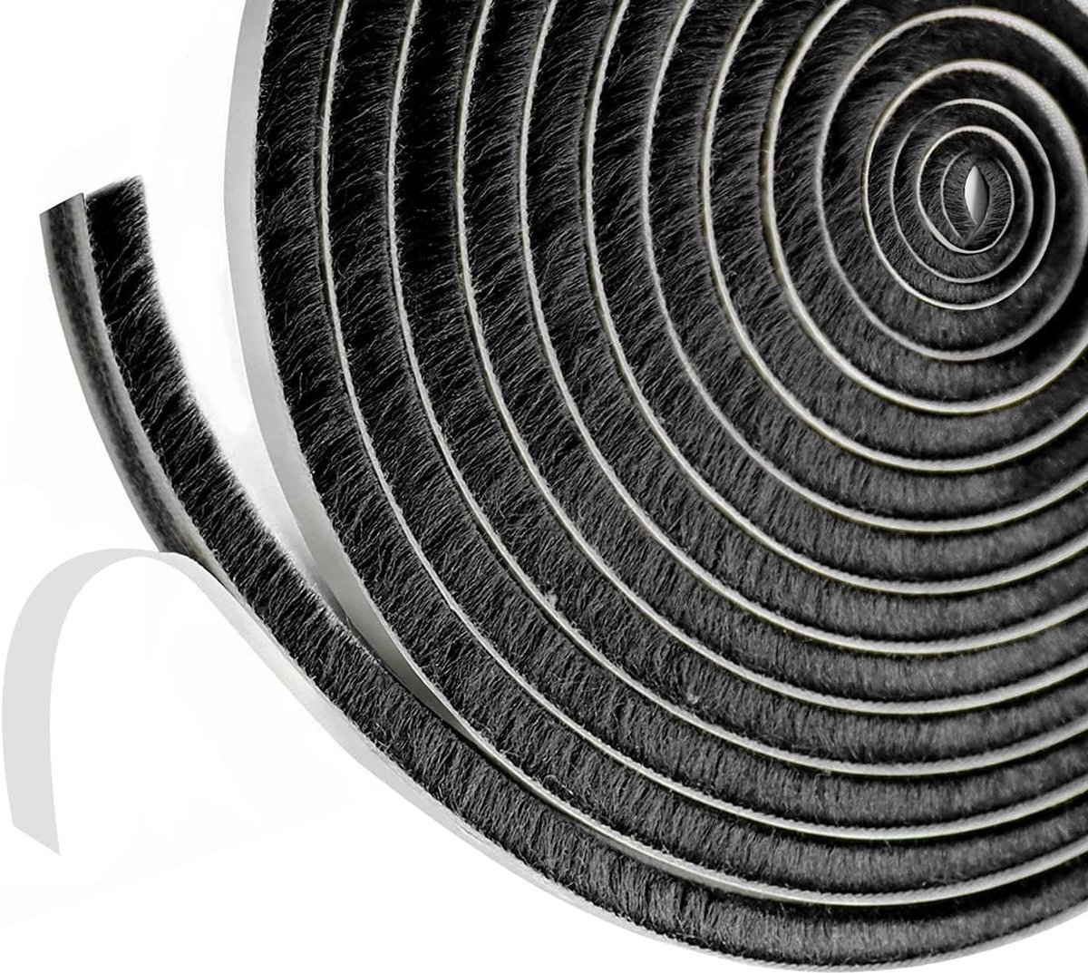 5m tochtstrip voor deuren en ramen, 9 mm (B) x 9 mm (D) borstelweerstrip zelfklevende afdichtingstape, zwart
