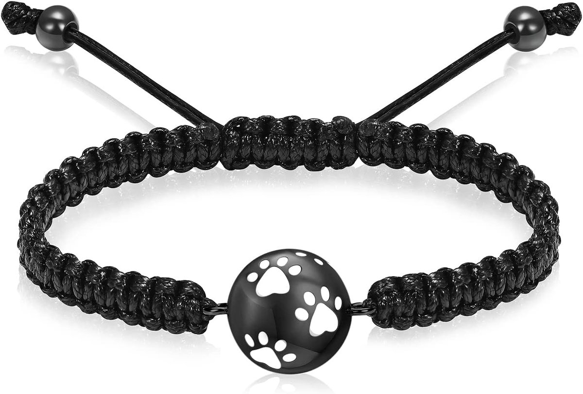 Urnenarmband voor dames en heren, hond, kat, pootafdruk, huisdiercrematie-sieraad, verstelbare herinneringsaandenken-schakelarmband