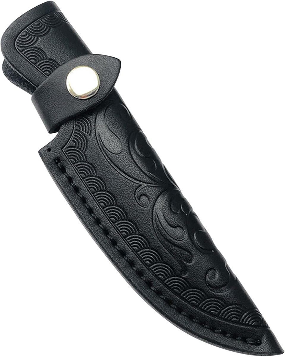 Schede, rechte messentas voor riem, vintage messentas met riemlus ter bescherming van het mes, zakmes holster voor outdoor kamperen, grillen, trekking, zwart, Lederen schede