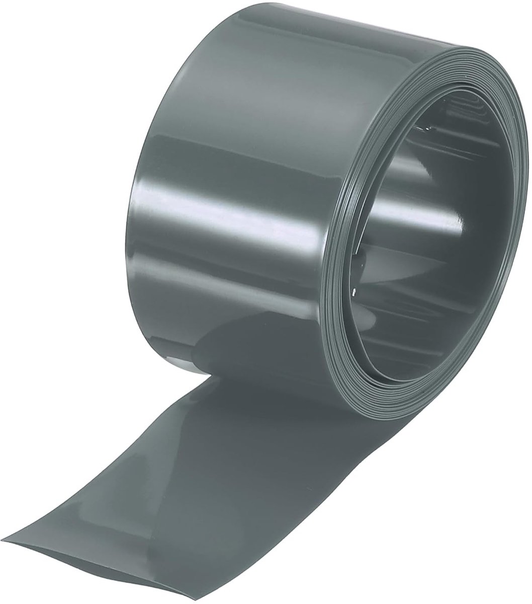 PVC krimpkous, 2,5 m lang, 19 mm diameter, 30 mm platte brede isolatieslang, waterdichte beschermslang, krimpverhouding 2:1, krimpkous voor batterijbatterijenset, grijs