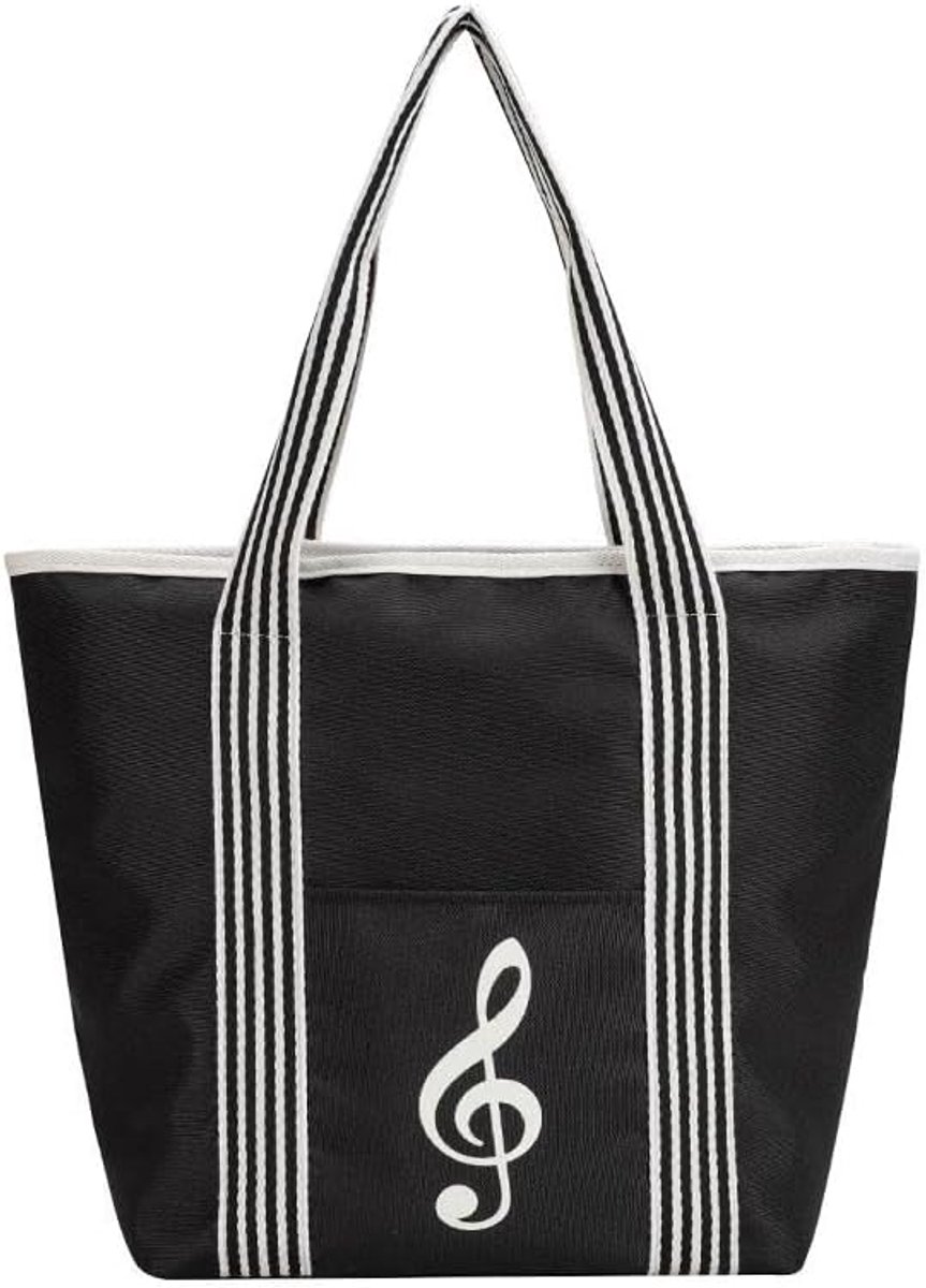 Muziek Tote Bag Muziek Thema Handtas Schouder Boodschappentas Herbruikbare Multifunctionele Muzikale Note Tas voor Muziekliefhebbers