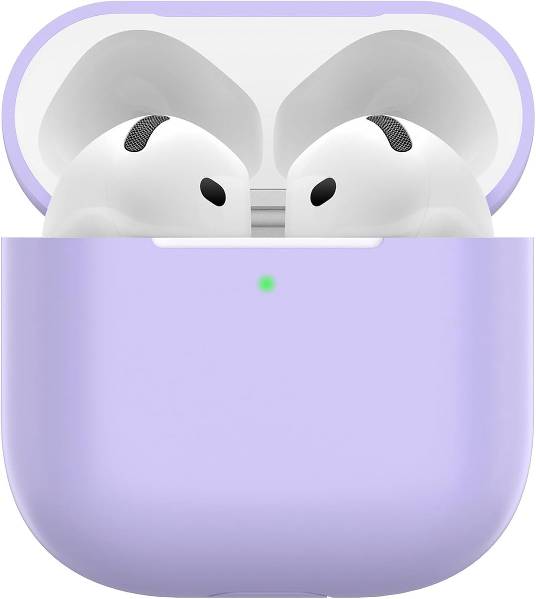 Hoes voor Airpods 4, dun beschermend Silicone Case voor AirPods 4th 2024 (USB-C) Skin Front LED zichtbaar siliconen hoesje, Lavendel