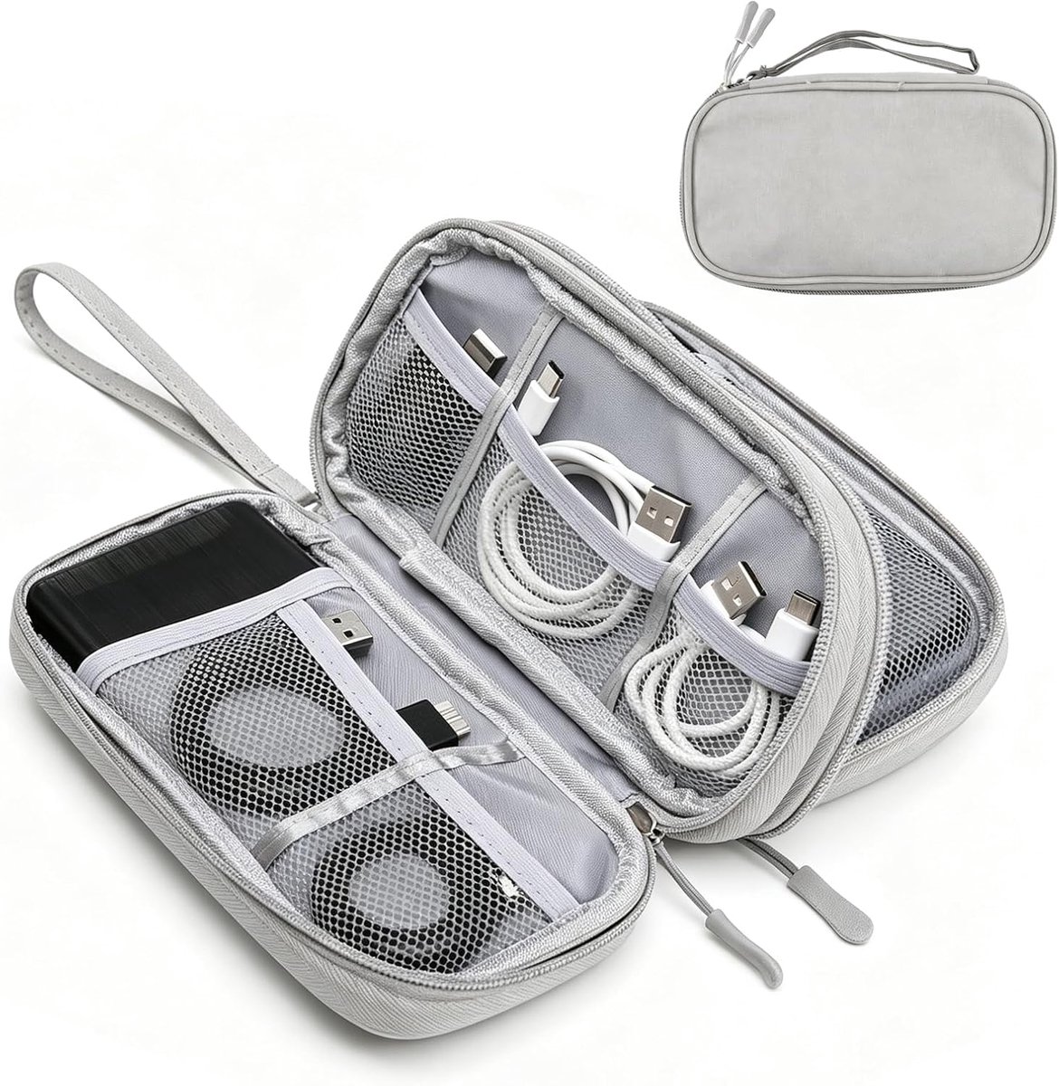 Kabeltas, elektronicatas, waterdicht, waterdichte kabelorganizer, compacte powerbank, kabeltas, klein, Tech Pouch, voor reisaccessoires, mobiele telefoons, kabels, USB-accessoires